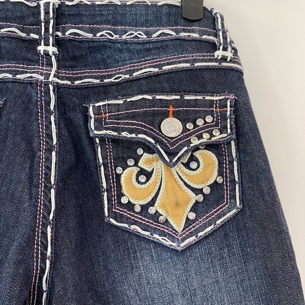 Miss Chic Jeans Rhinestone Straight Leg Jeans Size 9 - Picture 7 of 8